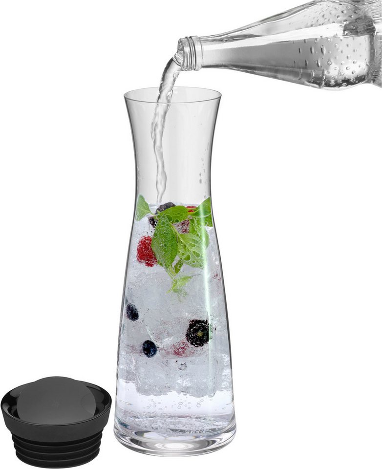 WMF Wasserkaraffe Basic für Kalt- und Warmgetränke, Silikonrand, 1 l Fassungsvermögen, Close-Up-Verschluss ink. integriertem Sieb, spülmaschinengeeignet – Bild 4 von 5