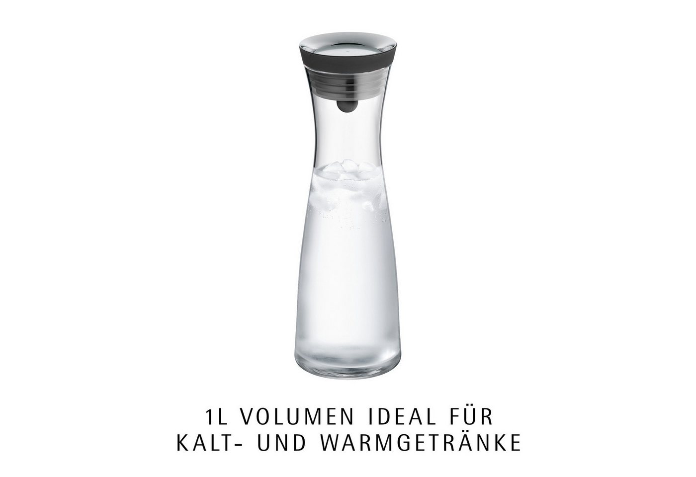 WMF Wasserkaraffe Basic für Kalt- und Warmgetränke, Silikonrand, 1 l Fassungsvermögen, Close-Up-Verschluss ink. integriertem Sieb, spülmaschinengeeignet – Bild 3 von 5