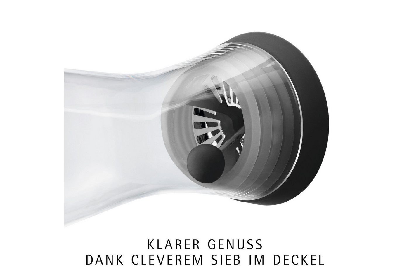 WMF Wasserkaraffe Basic für Kalt- und Warmgetränke, Silikonrand, 1 l Fassungsvermögen, Close-Up-Verschluss ink. integriertem Sieb, spülmaschinengeeignet – Bild 5 von 5