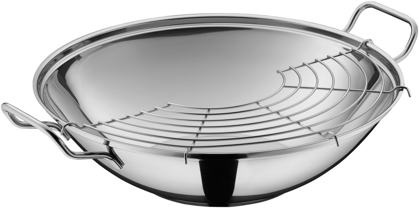 WMF Wok Party Taiwan, Cromargan Edelstahl unbeschichtet (36 cm, 1-tlg., mit Deckel und Ablagegitter), backofengeeignet – Bild 3 von 5