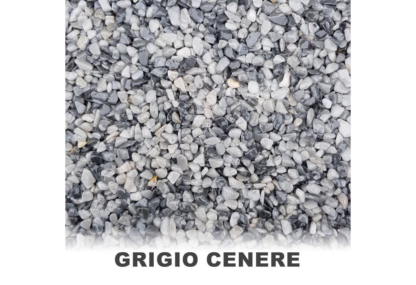 WO-WE Bodenfliese Steinteppich Set Marmorkies Bodenbeschichtung W730 2qm, Korngröße 1-4mm, Grau - Grigio Cenere, Set, 25KG Marmorkies + 1,5KG 2k Bindemittel – Bild 2 von 5