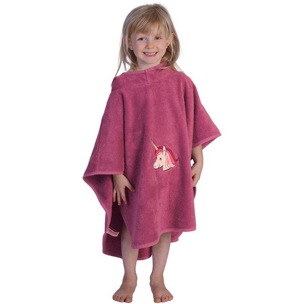 Wörner Badeponcho Einhorn Poncho, Baumwolle, Kapuze, maschinenwaschbar, trocknergeeignet