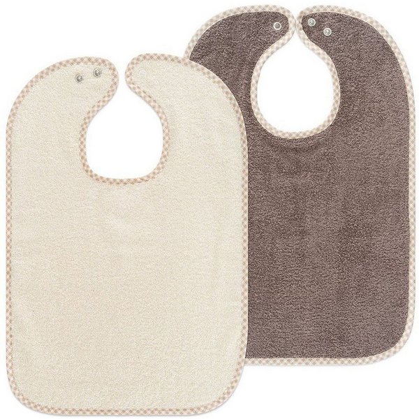 Wörner Lätzchen Natur Hellbraun, 2er Set Baby Lätzchen Kinderlätzchen mit Druckknopf 100% Baumwolle