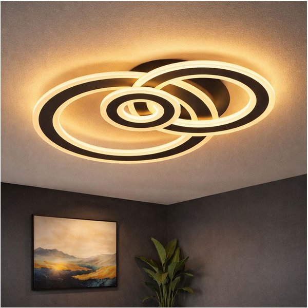WOFI LED Deckenleuchte, LED-Leuchtmittel fest verbaut, Warmweiß, Deckenlampe dunkelgrau Deckenleuchte