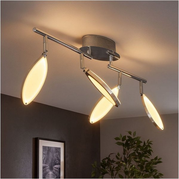 WOFI LED Deckenleuchte, LED-Leuchtmittel fest verbaut, Warmweiß, LED Decken Beleuchtung Lampe Akzent Leuchte Chrom Strahler