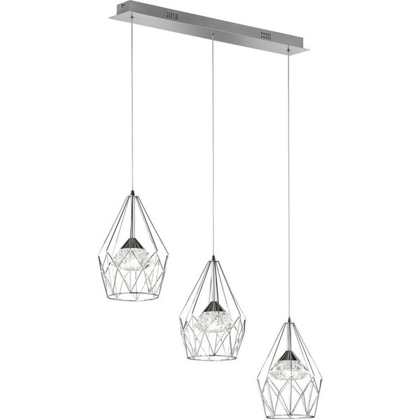 WOFI LED Pendelleuchte, Dimmer, LED fest integriert, Warmweiß, mehrflammig dimmbar Esstisch Gitter-Lampe Industrie-Design Breite 76cm