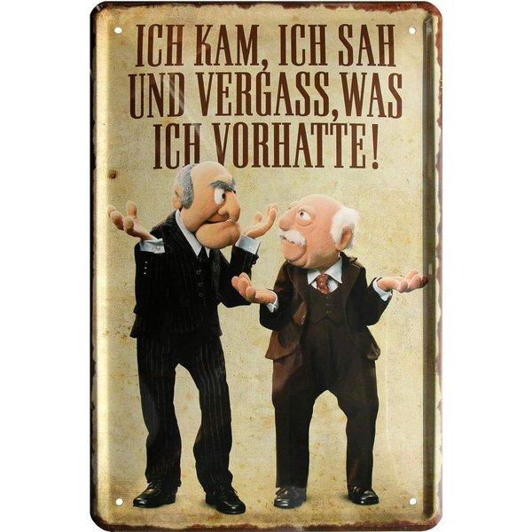 WOGEKA ART Metallbild Ich kam, sah und vergaß was ich wollte - 20 x 30 cm Retro Blechschild