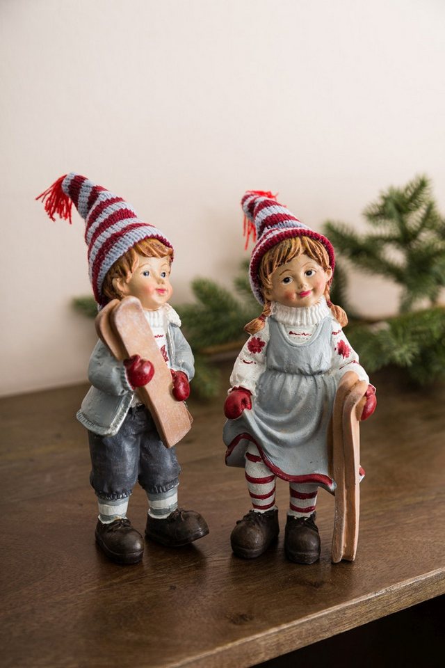 Wohnando Dekofigur Winterkinder mit Ski 2er-Set: Bezaubernde Weihnachtsdekoration – Bild 5 von 5