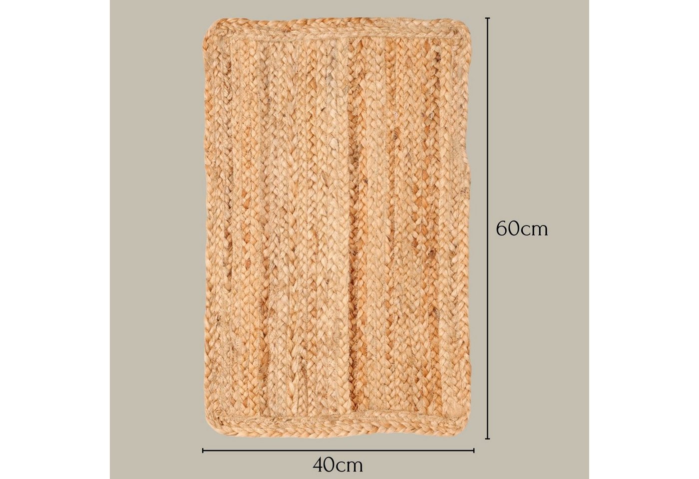 Wohnando Teppich MY-RUG Nitin, aus 100% Jute 60x40cm, rechteckig, Höhe: 10 mm, handgewebt, Natürliches Material, Boho-Stil, wendbar – Bild 3 von 5