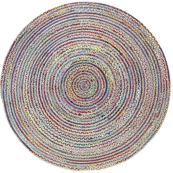 Wohnando Teppich MY-RUG Teppich Boho Circles, aus Jute & Baumwolle 100x100 cm,bunt, rund, Höhe: 10 mm, handgewebt, Natürliches Material, Boho-Stil, wendbar
