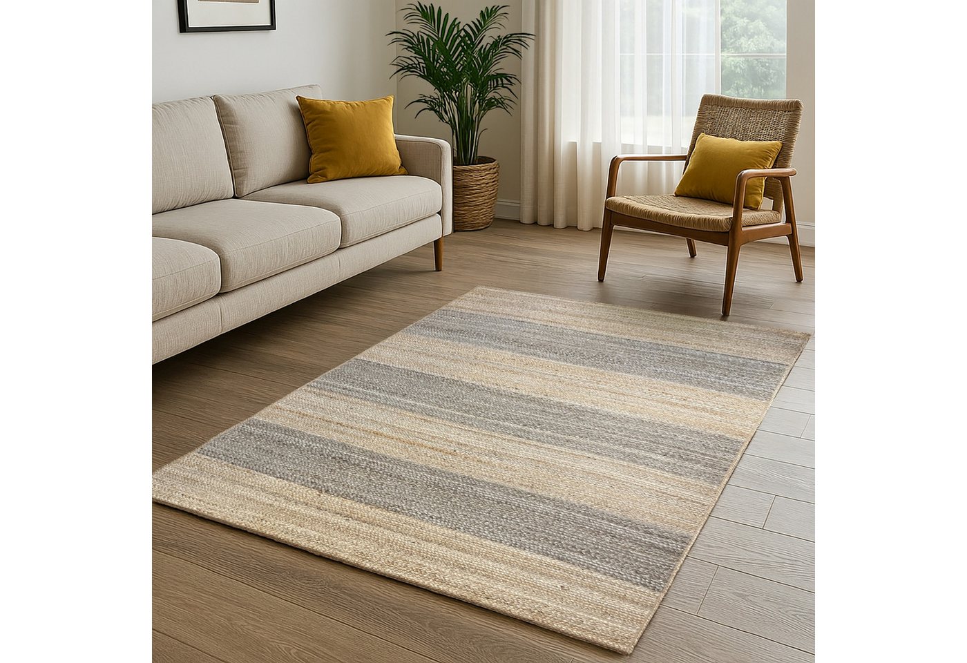 Wohnando Teppich MY-RUG Teppich Earth Weave, aus 100% Jute 60x40 cm, rechteckig, Höhe: 10 mm, handgewebt, Natürliches Material, Boho-Stil, wendbar – Bild 2 von 5