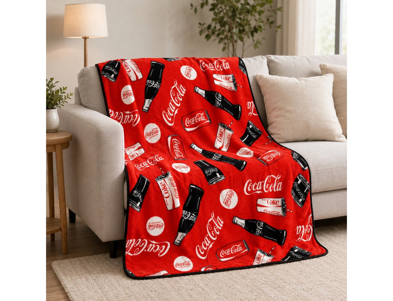 Wohndecke Coca Cola warme Fleecedecke leichte Kuscheldecke 120x150 cm, COCA COLA – Bild 4 von 5