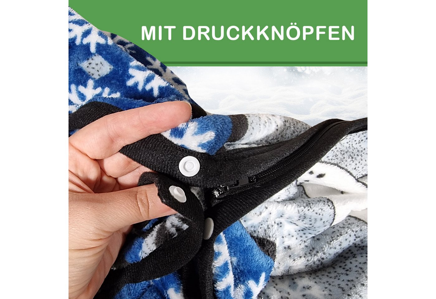 Wohndecke Waidmeister Kuscheldecke mit Ärmeln Eisbären 150x170 cm, Waidmeister – Bild 5 von 5
