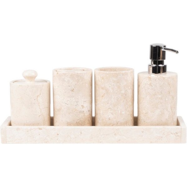 wohnfreuden Badaccessoire-Set Badaccessoire-Set Marmor creme Barito 5teilig, 63006