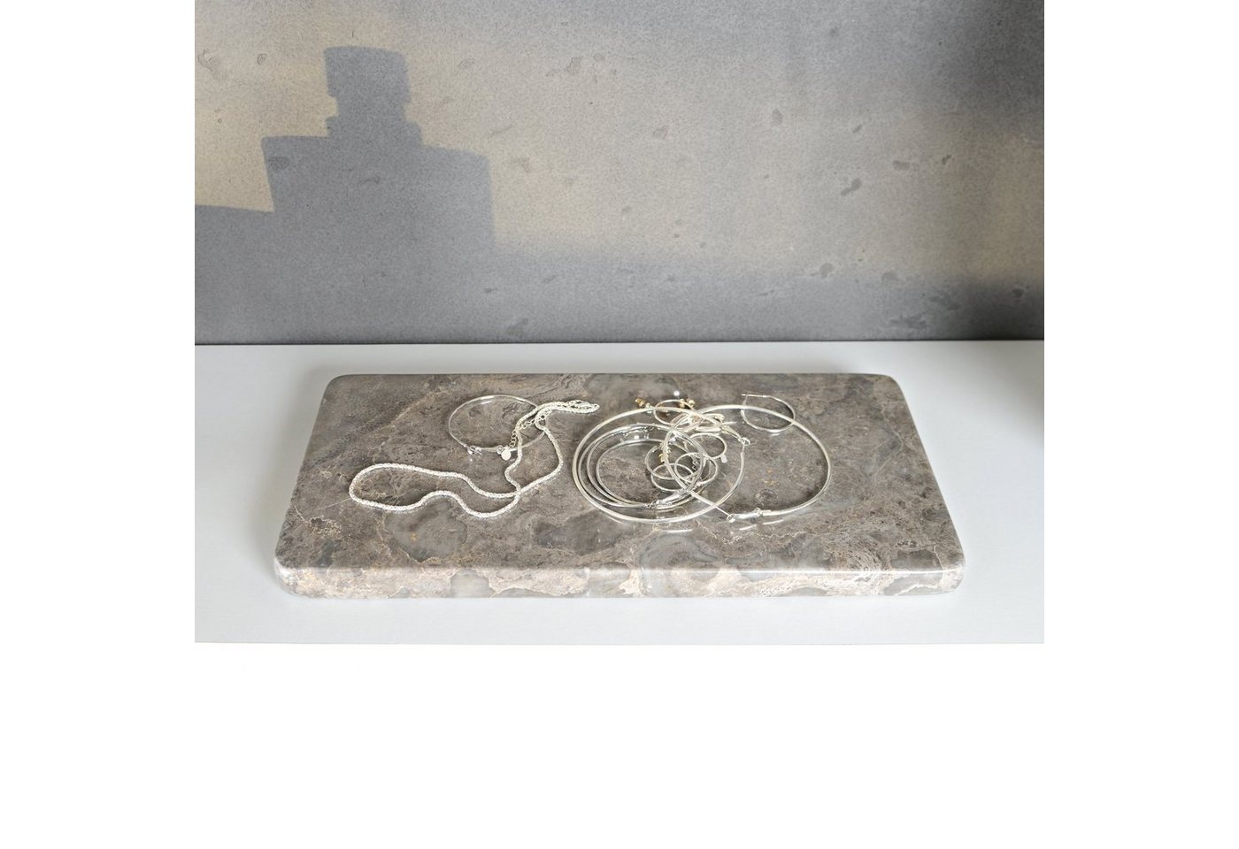 wohnfreuden Dekoschale Marmor Naturstein Deko-Tablett 30 cm grau flach eckig, 32994 – Bild 3 von 5