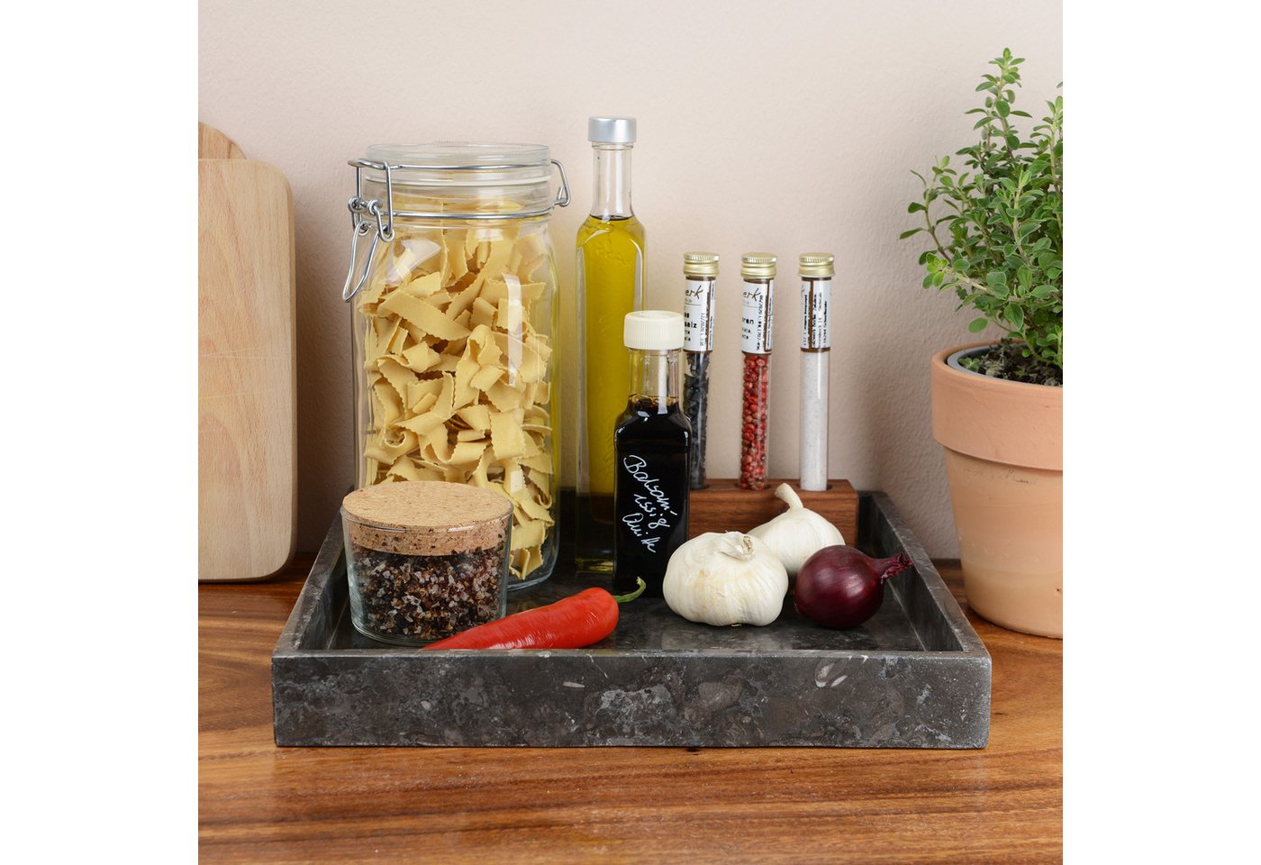 wohnfreuden Dekoschale Marmor-Tablett 30 cm anthrazit quadratisch, 32998 – Bild 3 von 5
