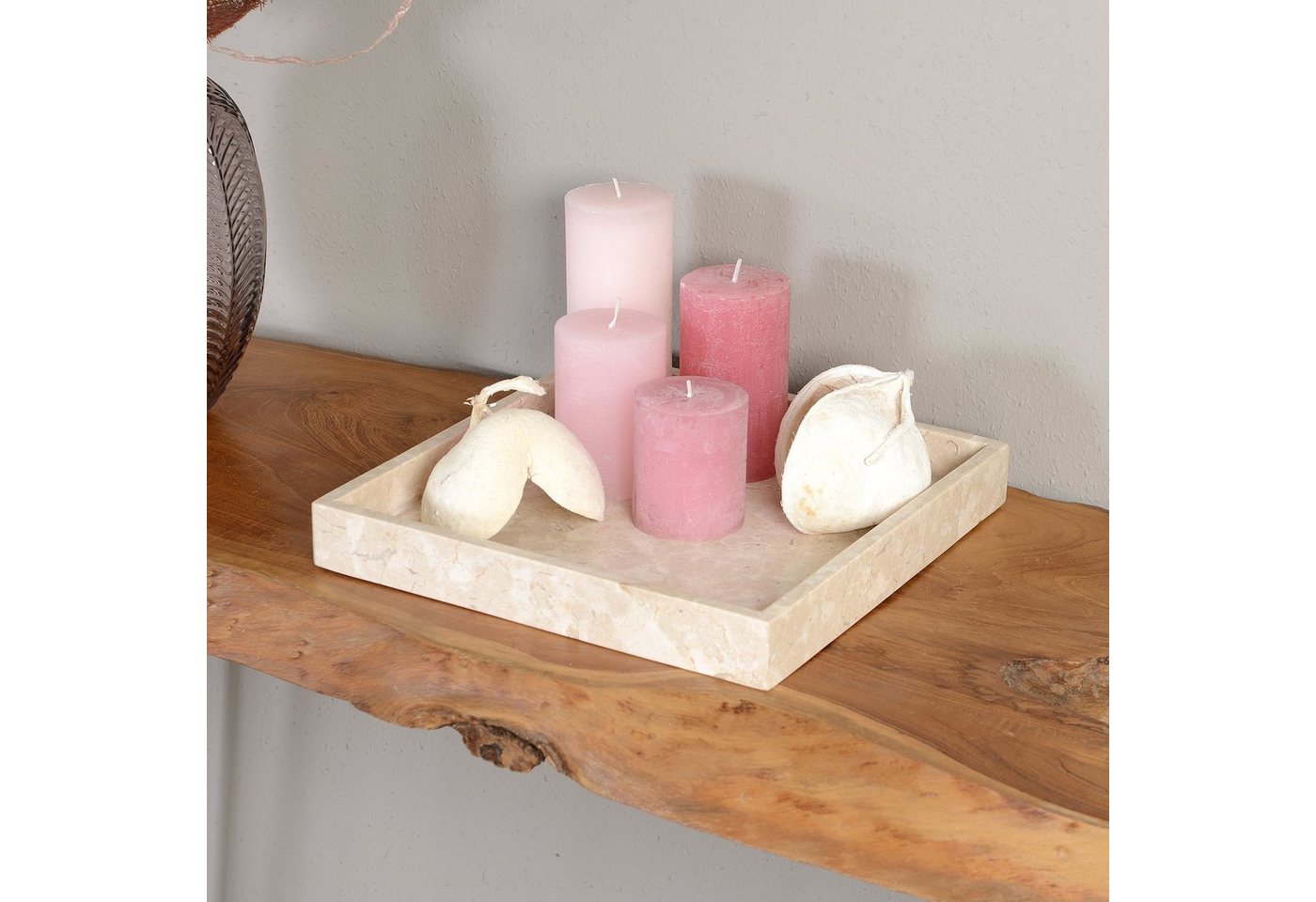 wohnfreuden Dekoschale Marmor Tablett 30 cm creme quadratisch, 32996 – Bild 2 von 5