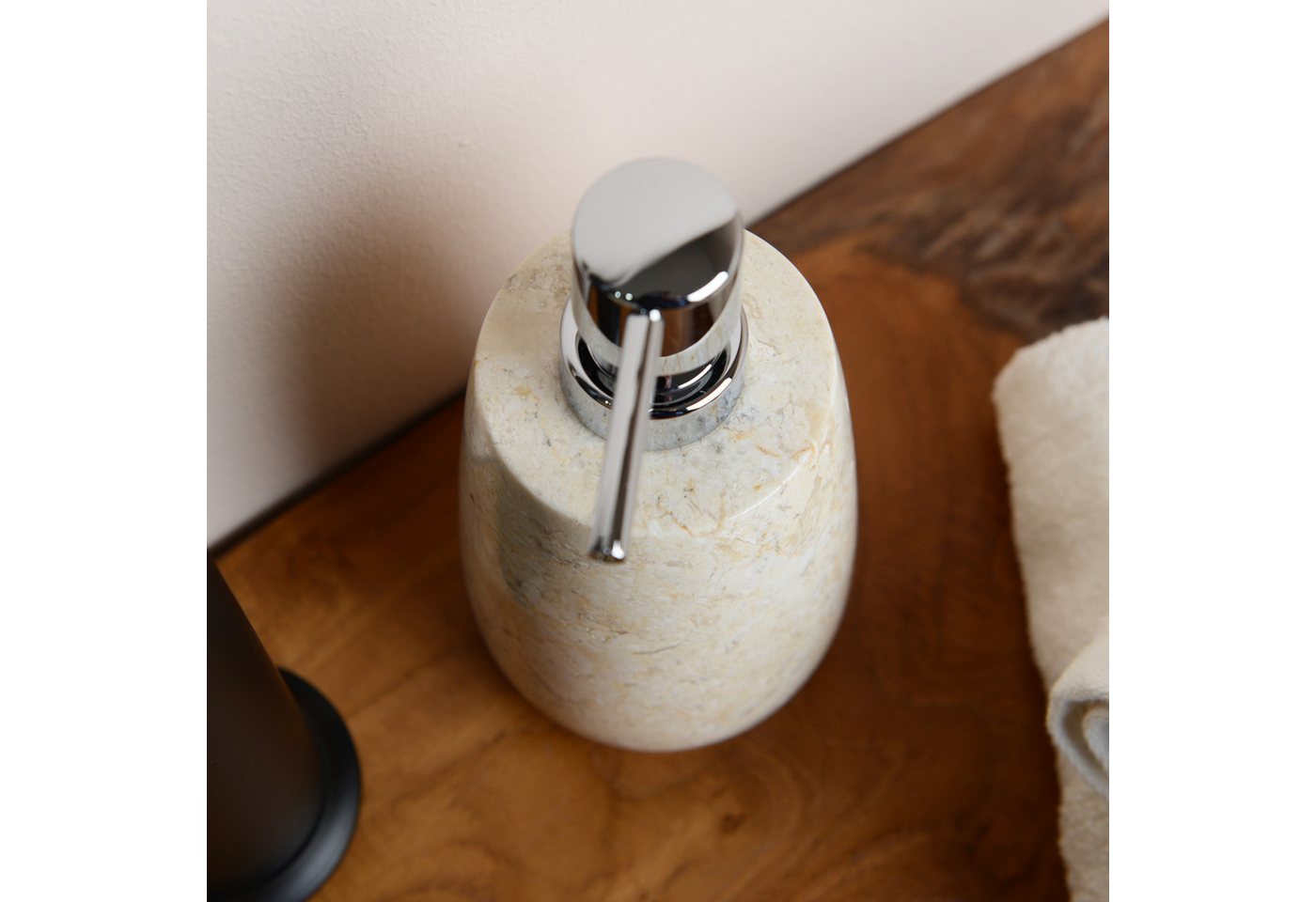 wohnfreuden Seifenspender Marmor Seifenspender Cara creme, 30831 – Bild 4 von 5