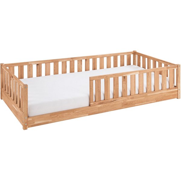 Wohnglücklich Einzelbett Traumsicher (Integrierter Rausfallschutz, Inklusive Rollrost), Massivholz