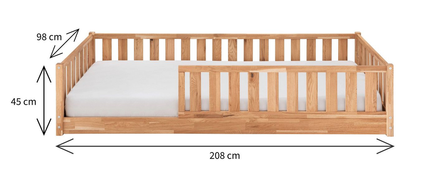 Wohnglücklich Einzelbett Traumsicher (Integrierter Rausfallschutz, Inklusive Rollrost), Massivholz – Bild 3 von 3