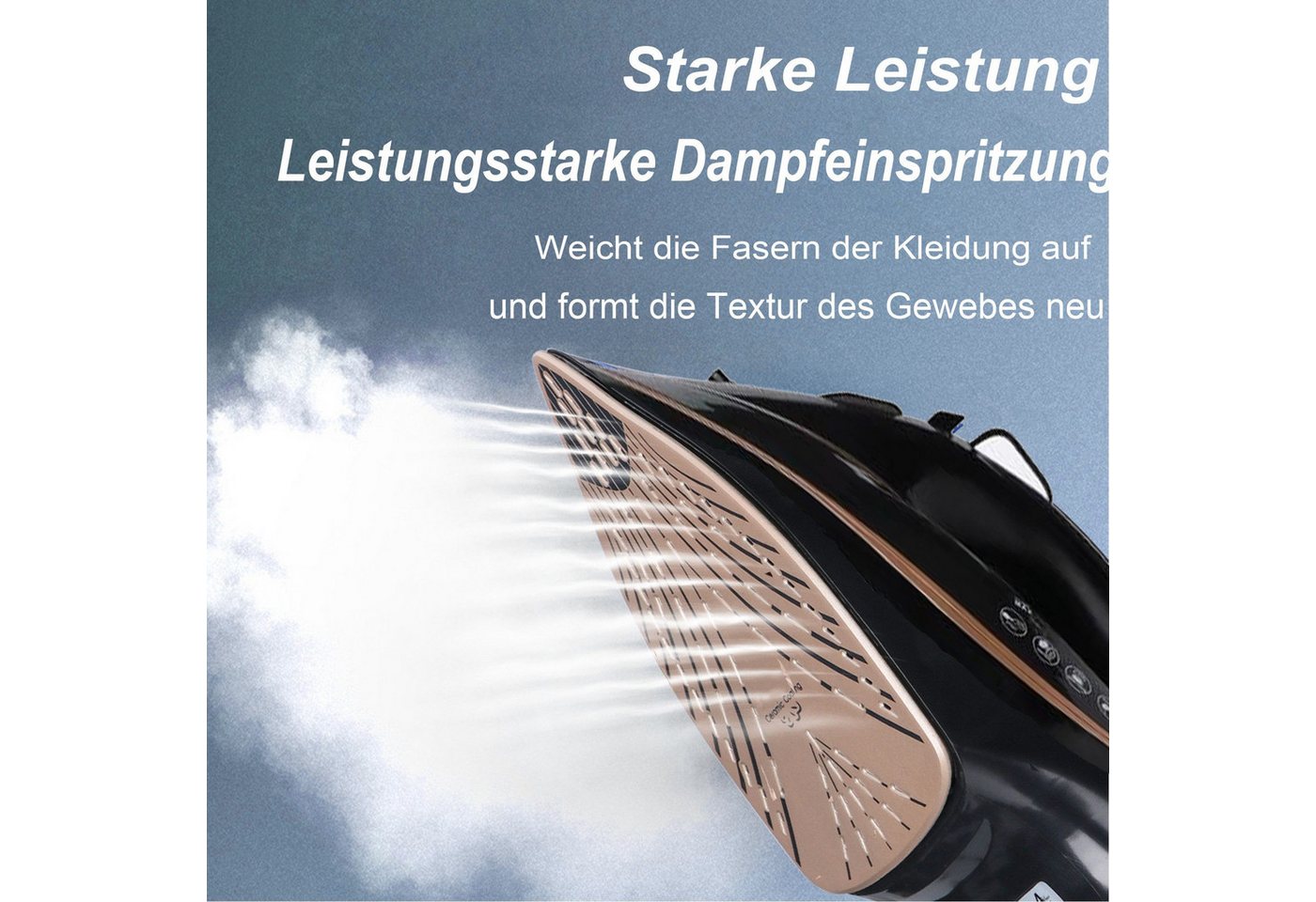 wohnTRAUM24 Dampfbügeleisen Dampfbügeleisen, 2600W Bügeleisen mit Keramik-Bügelsohle für Geschenk, 2600 W, 70 g/min Dampf,120g Extra-Dampfstoß,300ml Wassertank, – Bild 3 von 5