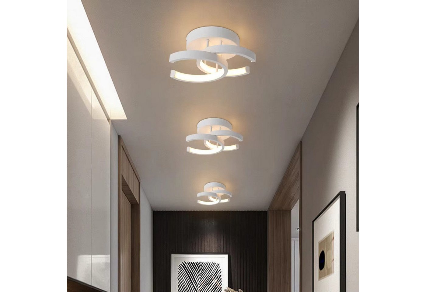 wohnTRAUM24 Deckenleuchte LED Deckenleuchte Wohnzimmer Modern 2 Flammig 22W Lampe 3000-6000K, Einstellbar, LED fest integriert, Kaltweiß/Naturweiß/Warmweiß, orb – Bild 5 von 5