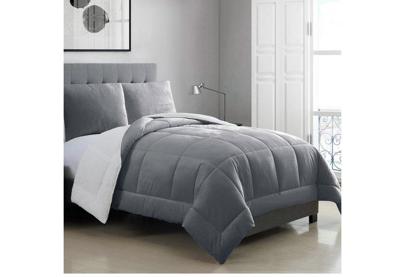 Wohndecke Sherpa Fleecedecke,Bettdecke 135x200cm,200x200cm Steppdecke, wohnTRAUM24 – Bild 2 von 5