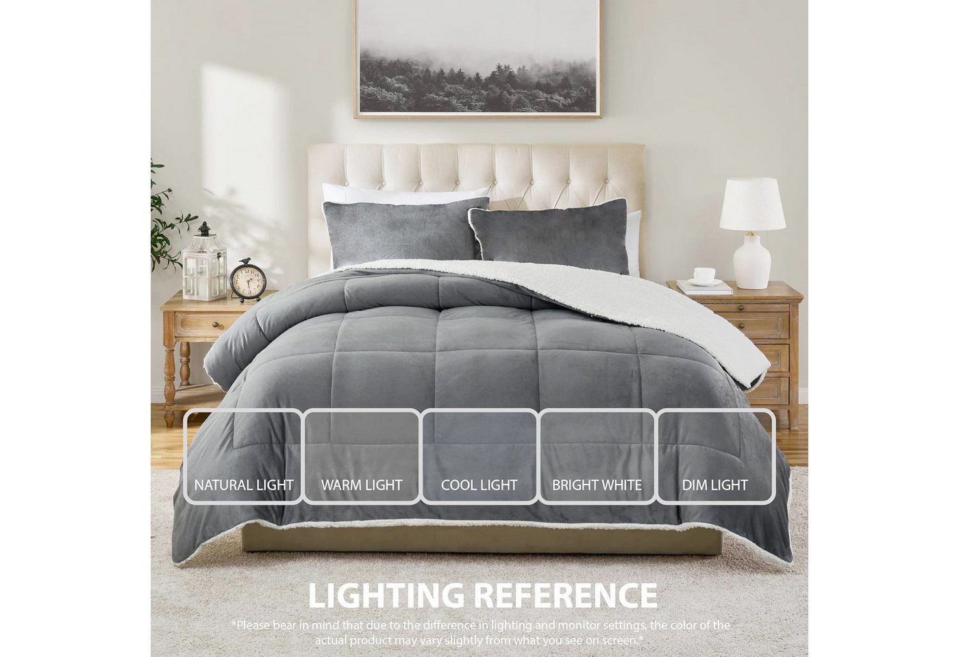 Wohndecke Sherpa Fleecedecke,Bettdecke 135x200cm,200x200cm Steppdecke, wohnTRAUM24 – Bild 3 von 5