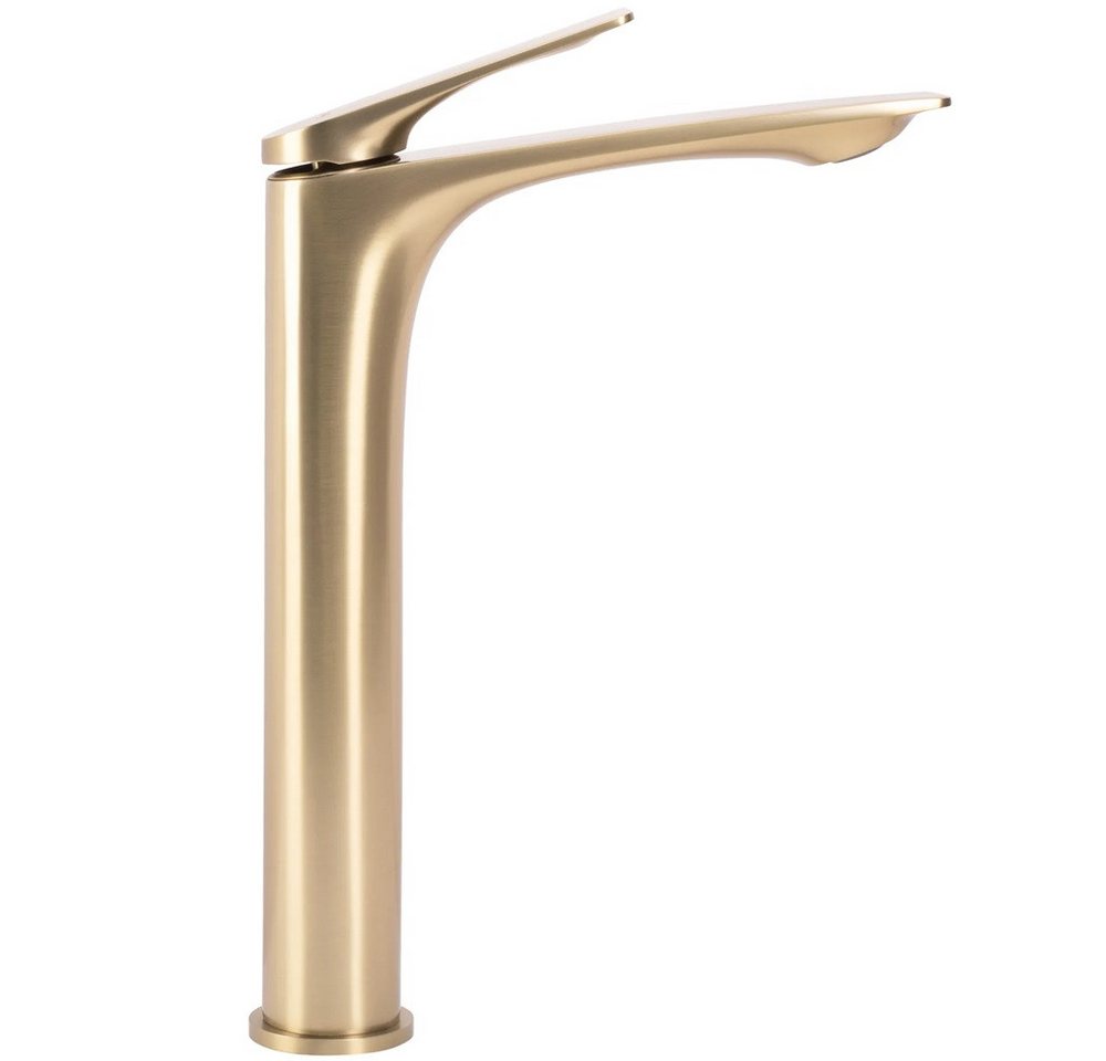 wohnwerk.idee Badarmatur Badarmatur Gold Schwarz, Modernes Design, Messing Waschbeckenarmatur – Bild 4 von 5