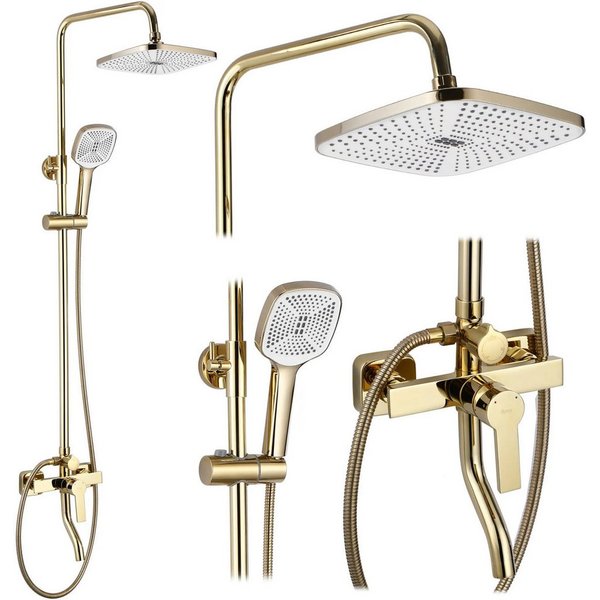 wohnwerk.idee Duschsystem Design Duscharmatur mit Regenbrause und Handbrause