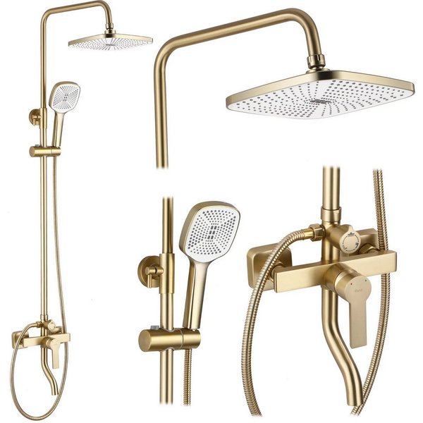 wohnwerk.idee Duschsystem Design Duscharmatur mit Regenbrause und Handbrause