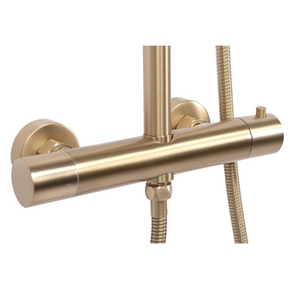wohnwerk.idee Duschsystem Duschgarnitur mit Thermostat Gold Matt Gebürstet, 2 Strahlart(en) – Bild 3 von 5