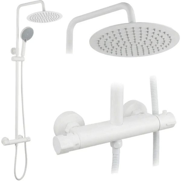 wohnwerk.idee Duschsystem Regendusche Dusche Set Duscharmatur mit Handbrause und Thermostat, ohne Wannenauslauf, höhenverstellbar