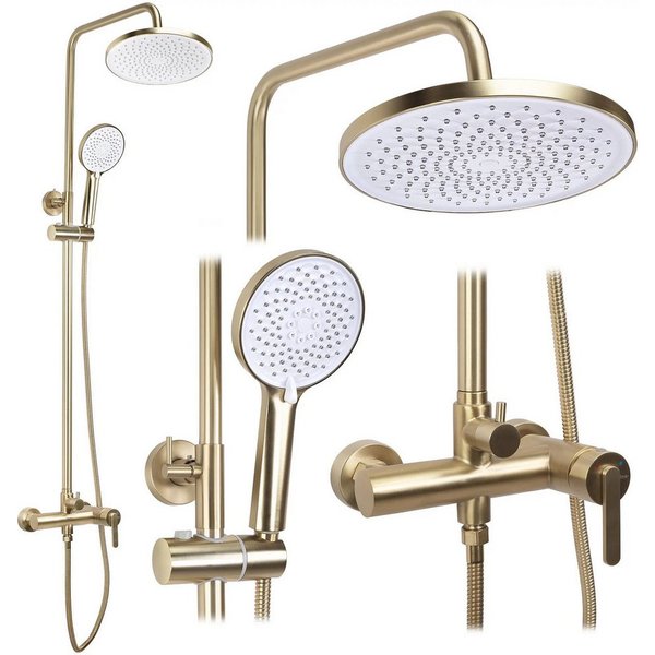 wohnwerk.idee Duschsystem Regendusche Dusche Set Regenbrause Handbrause Bad, erhältlich in Titan, Kupfer matt, Gold matt, Chrom matt und Schwarz