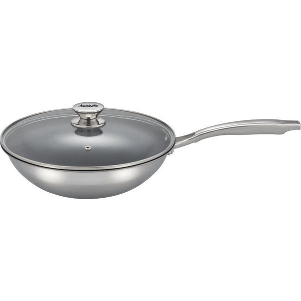 Hanseatic Wok hanseatic, Edelstahl, aus Dreischicht-Material mit Antihaft-Versiegelung, ø 28 cm, Induktion