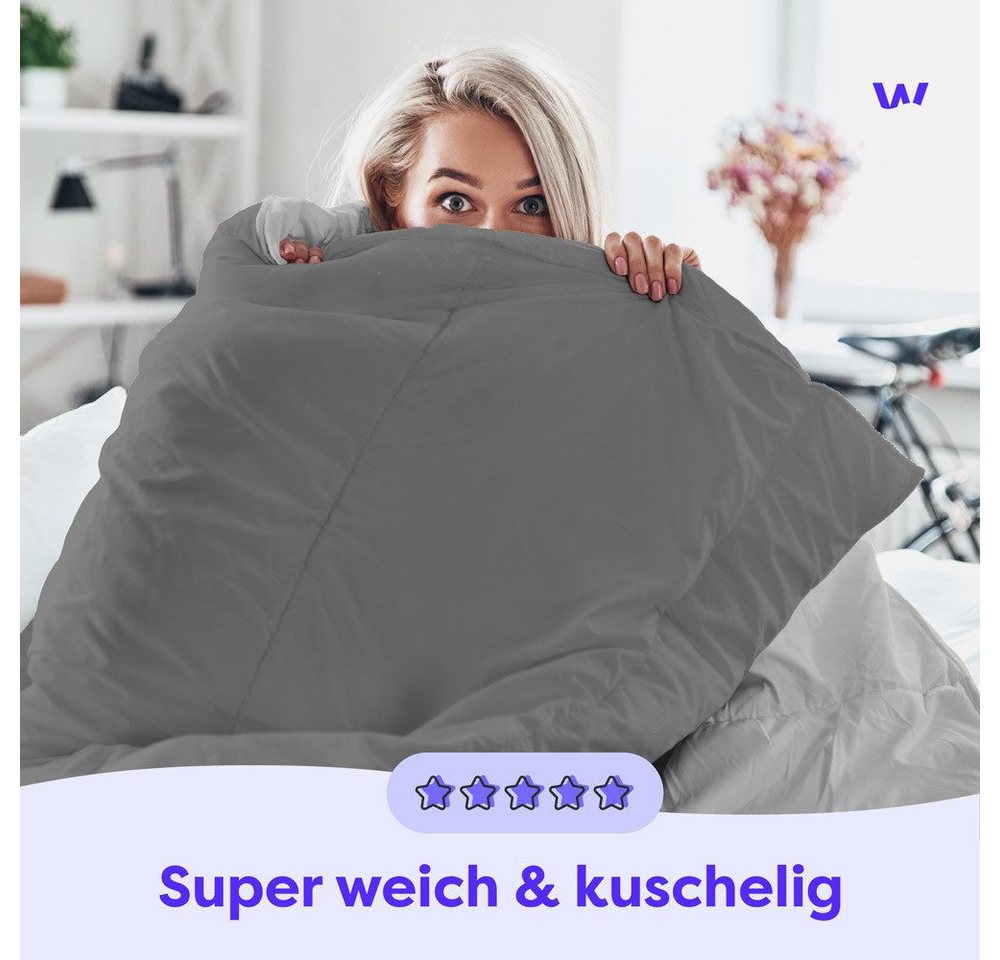 Wolkenfeld Bettwäsche Allergiker Bettwäsche, unfassbar weich, Microfaser, 3 teilig, 135x200 cm, 155x220 & Übergrößen I inkl. Kissenbezüge 80x80 I Uni – Bild 4 von 5