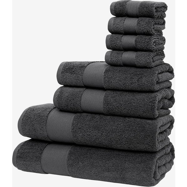 Wolkenfeld Handtuch Set Premium Low-Twist Baumwolle 550 g/m² – 8-teilig mit Waschlappen, Frottier (8-St), 2 Badetücher, 2 Handtücher groß & 4 Waschlappen
