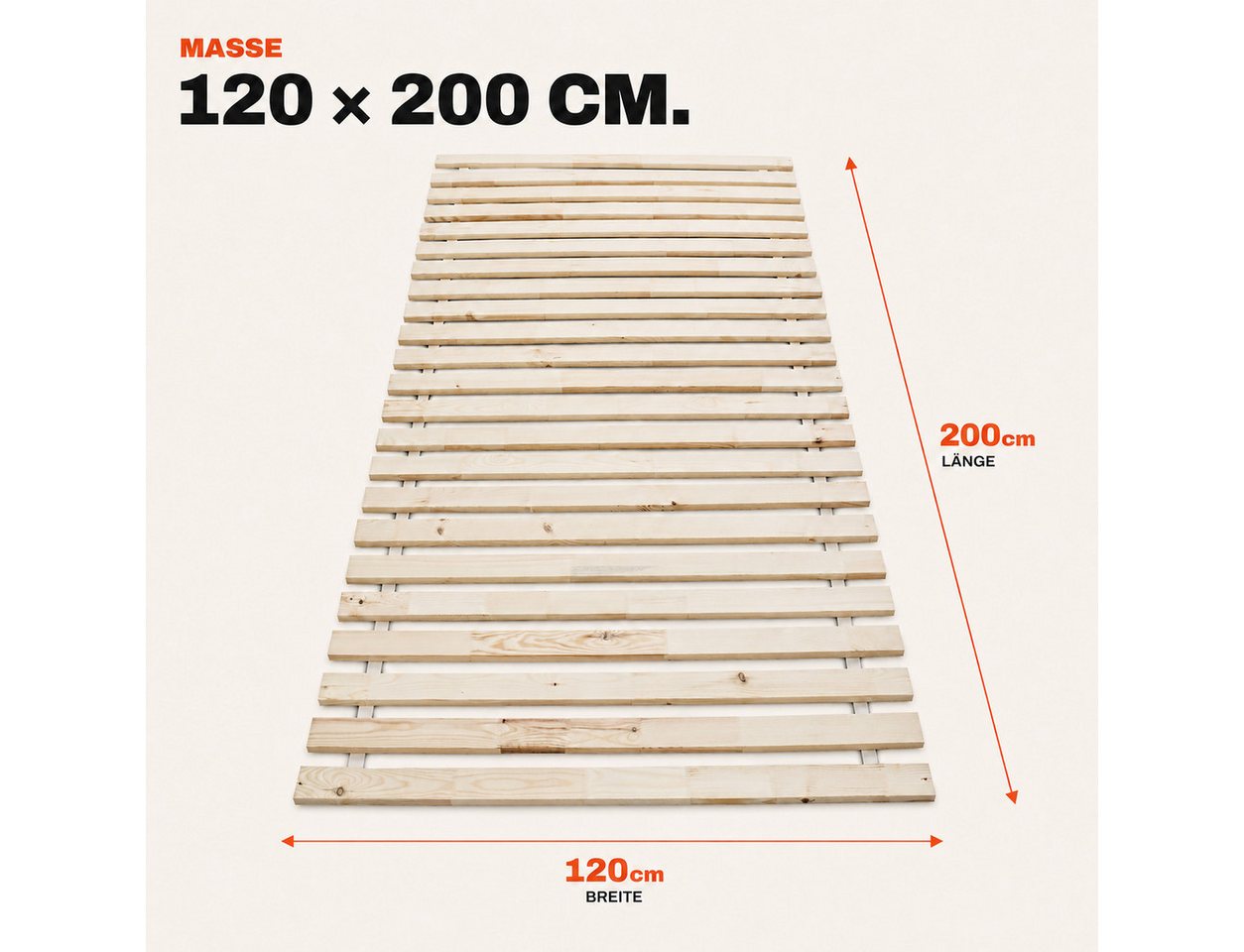 Lattenrost Rollrost 14 oder 23 Latten, 80x200, 90x200, 120x200, 140x200, Wolkenland, PREMIUM, 400kg Tragkraft, Universal, Hergestellt in Europa – Bild 2 von 5