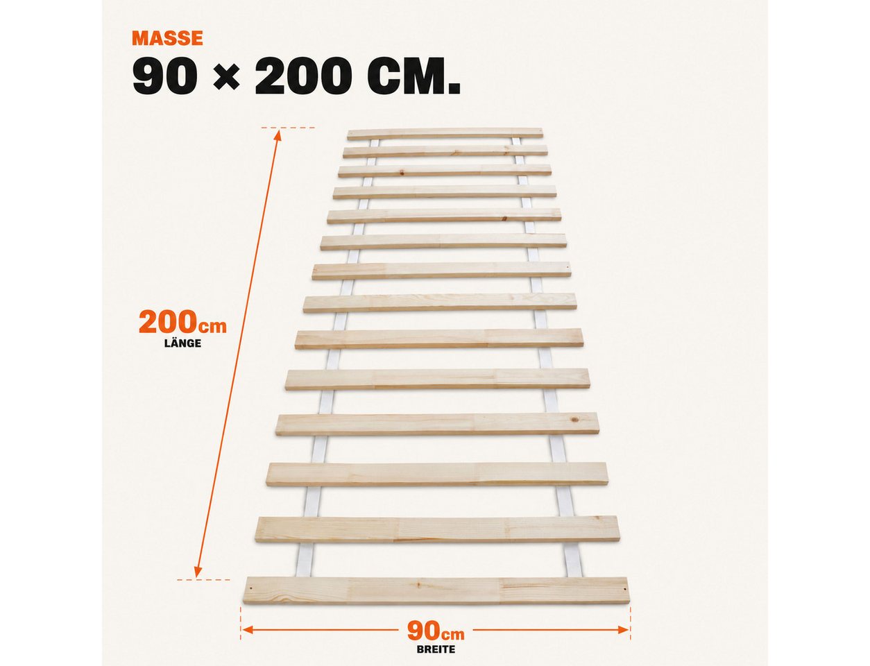 Lattenrost Rollrost 14 oder 23 Latten, 80x200, 90x200, 120x200, 140x200, Wolkenland, PREMIUM, 400kg Tragkraft, Universal, Hergestellt in Europa – Bild 2 von 5