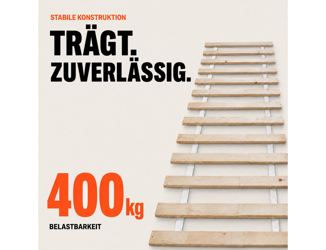 Lattenrost Rollrost 14 oder 23 Latten, 80x200, 90x200, 120x200, 140x200, Wolkenland, PREMIUM, 400kg Tragkraft, Universal, Hergestellt in Europa – Bild 4 von 5
