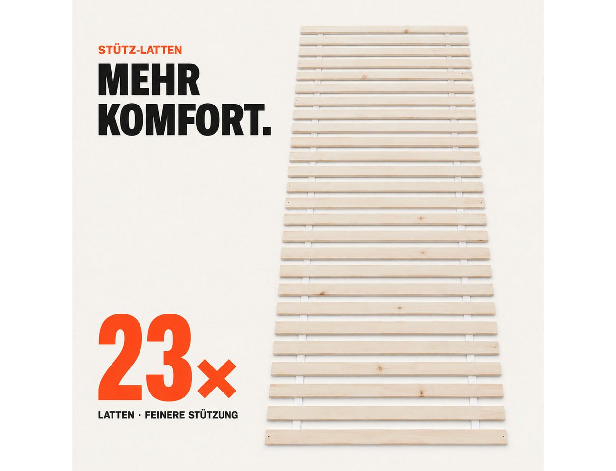 Lattenrost Rollrost 14 oder 23 Latten, 80x200, 90x200, 120x200, 140x200, Wolkenland, PREMIUM, 400kg Tragkraft, Universal, Hergestellt in Europa – Bild 3 von 5