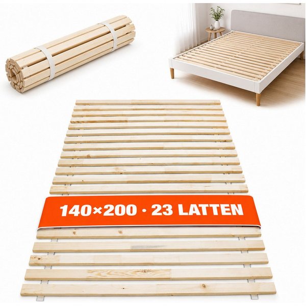 Lattenrost Rollrost 14 oder 23 Latten, 80x200, 90x200, 120x200, 140x200, Wolkenland, PREMIUM, 400kg Tragkraft, Universal, Hergestellt in Europa