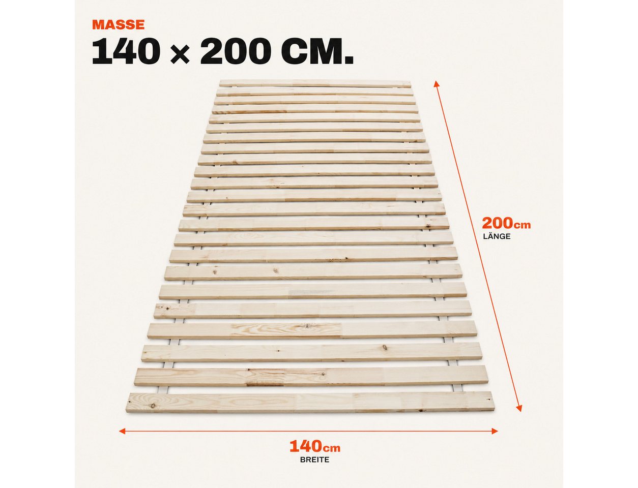 Lattenrost Rollrost 14 oder 23 Latten, 80x200, 90x200, 120x200, 140x200, Wolkenland, PREMIUM, 400kg Tragkraft, Universal, Hergestellt in Europa – Bild 2 von 5