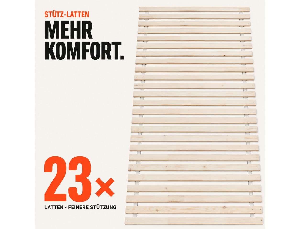 Lattenrost Rollrost 14 oder 23 Latten, 80x200, 90x200, 120x200, 140x200, Wolkenland, PREMIUM, 400kg Tragkraft, Universal, Hergestellt in Europa – Bild 3 von 5
