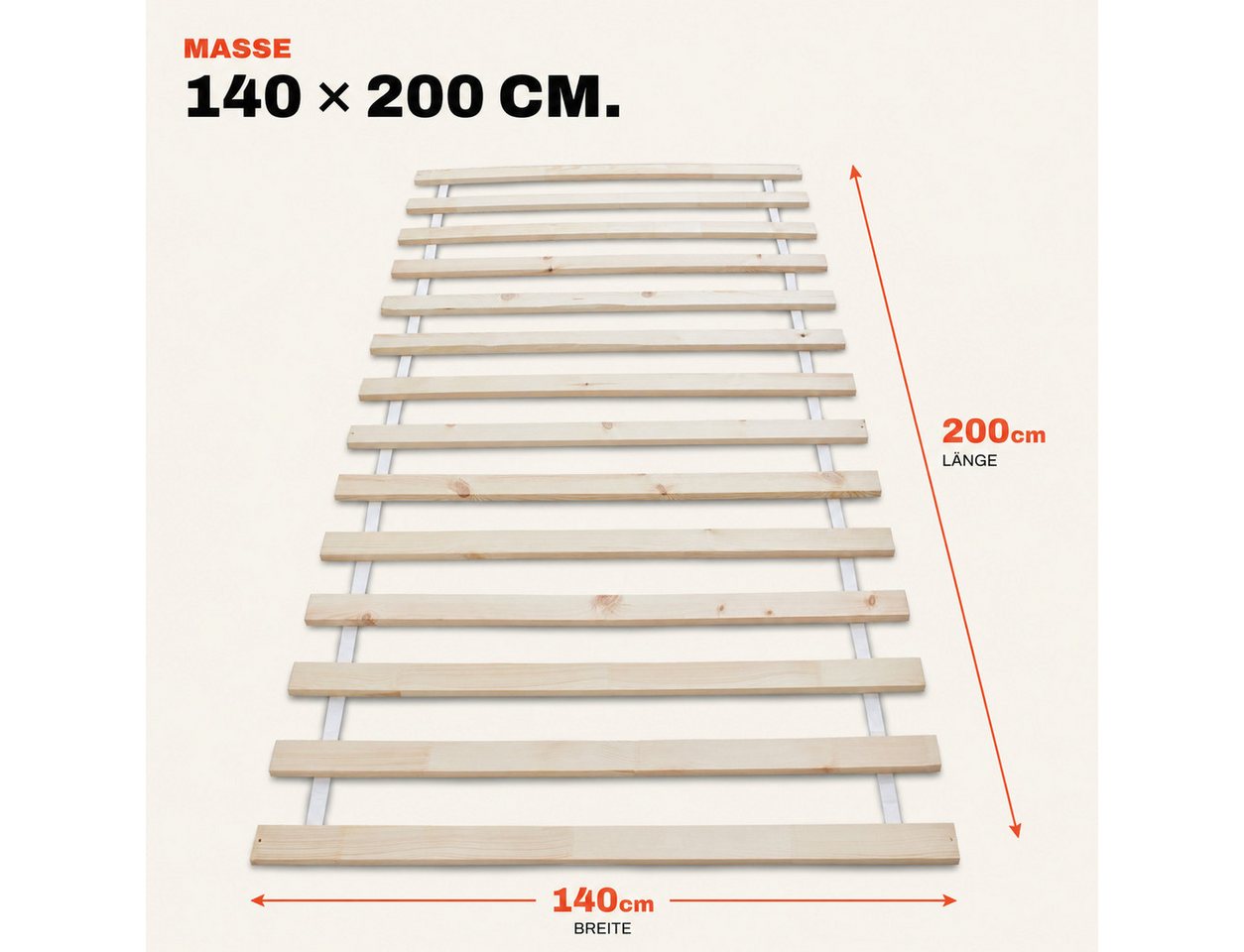 Lattenrost Rollrost 14 oder 23 Latten, 80x200, 90x200, 120x200, 140x200, Wolkenland, PREMIUM, 400kg Tragkraft, Universal, Hergestellt in Europa – Bild 2 von 5