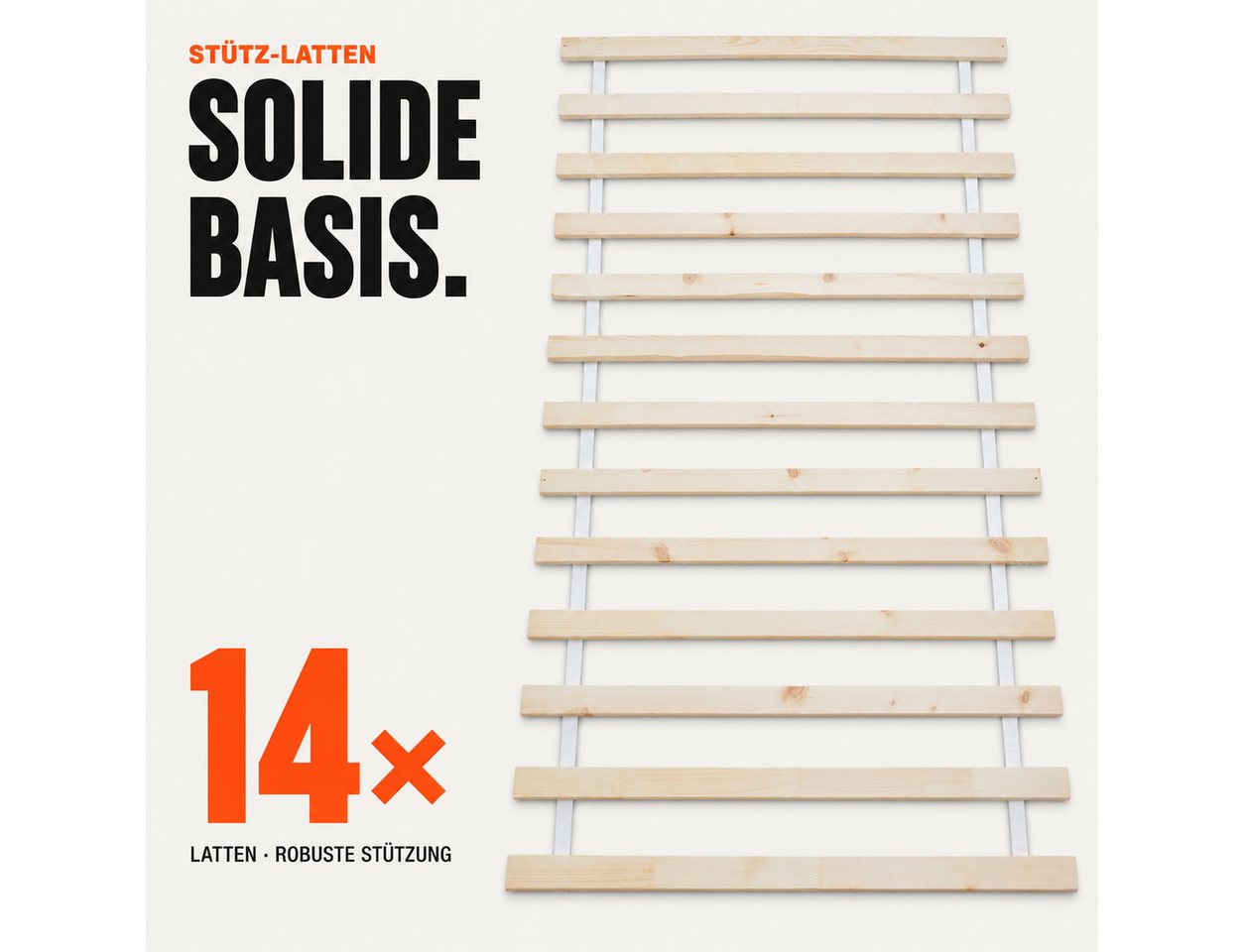 Lattenrost Rollrost 14 oder 23 Latten, 80x200, 90x200, 120x200, 140x200, Wolkenland, PREMIUM, 400kg Tragkraft, Universal, Hergestellt in Europa – Bild 3 von 5