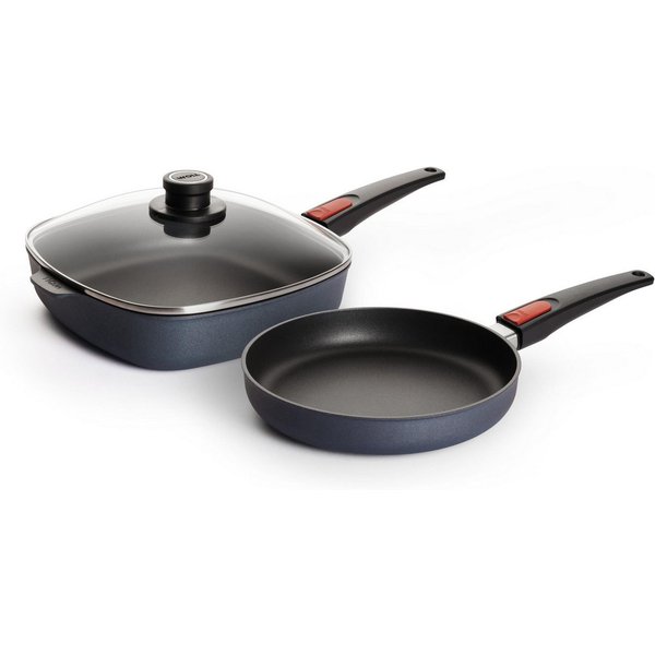 WOLL Pfannen-Set MADE IN GERMANY - Diamond Lite, Aluminiumguss (Set, 3-tlg., 1x Eckpfanne mit Deckel 26x26 cm, 1x Bratpfanne Ø 24 cm), Induktion