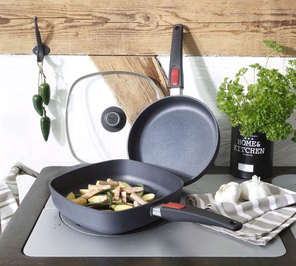 WOLL Pfannen-Set MADE IN GERMANY - Diamond Lite, Aluminiumguss (Set, 3-tlg., 1x Eckpfanne mit Deckel 26x26 cm, 1x Bratpfanne Ø 24 cm), Induktion – Bild 2 von 5