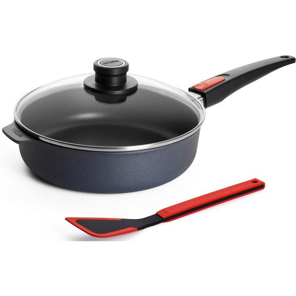 WOLL Schmorpfanne MADE IN GERMANY - Diamond Lite, Aluminium (Set, 3-tlg), Induktion, inkl. Pfannenwender, abnehmbarer Stiel