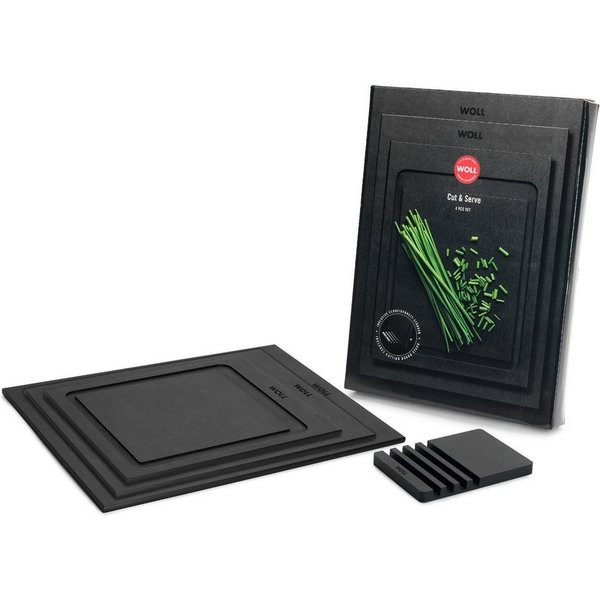 WOLL Schneidebrett Cut & Serve, Holzpapierfaser, (Set, 4-St), aus Papierverbundstoff